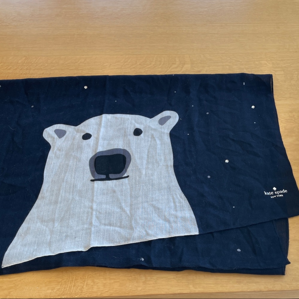 kate spade Navy and Cream Polar Bear Print Scarf